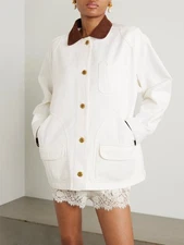 Doen Pascual Women’s Corduroy Collar Cotton Barn Jacket size XS Salt NWT