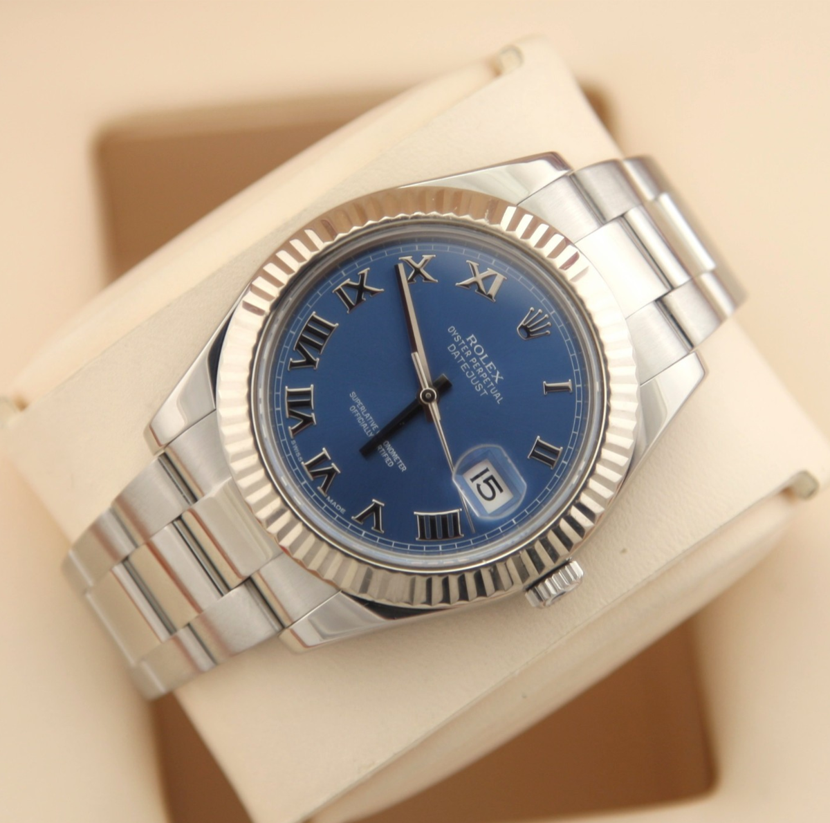 Rolex Oyster Perpetual Datejust II 41 AZZURRO Blau Stahl Weissgold