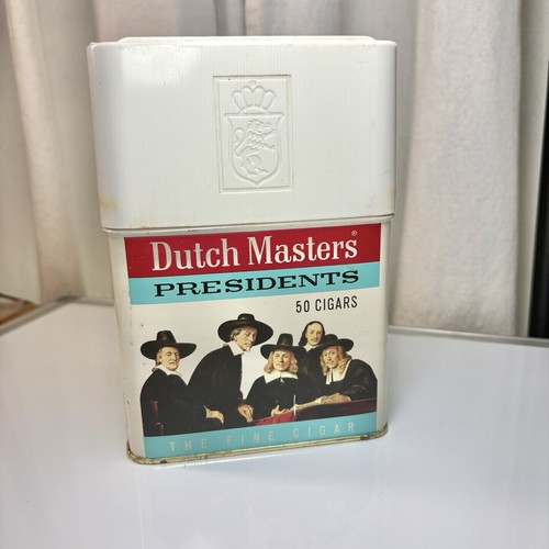 Vtg Dutch Masters Presidents Cigar Tin Metal & Plastic Empty Tobacco Container 