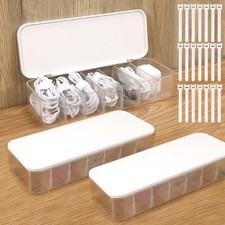Cable Organizer Box with Lid, 3 Pcs Cable Cord Storage Organizer Box with 21 ...