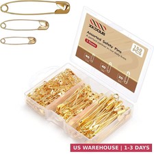 Safety Pins - 150 Pcs Assorted Sizes Gold Pins Bulk - Small Large Heavy Duty f