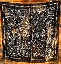 Wild Rag Scarf Cowboy Scarves Buckaroo Bandana Cowgirl Black Paisley 