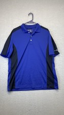 Chaps Golf 78 Polo Shirt Mens Medium Blue Black Stay-Dry Performance Colorblock