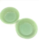 FIRE KING Jane Ray Jadeite 5 ¾” Ribbed Cereal Berry Salad BOWLS Set 2