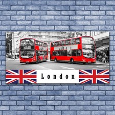 Wall Art Glass Pictures Print on Glass 140x70 London Buses Art