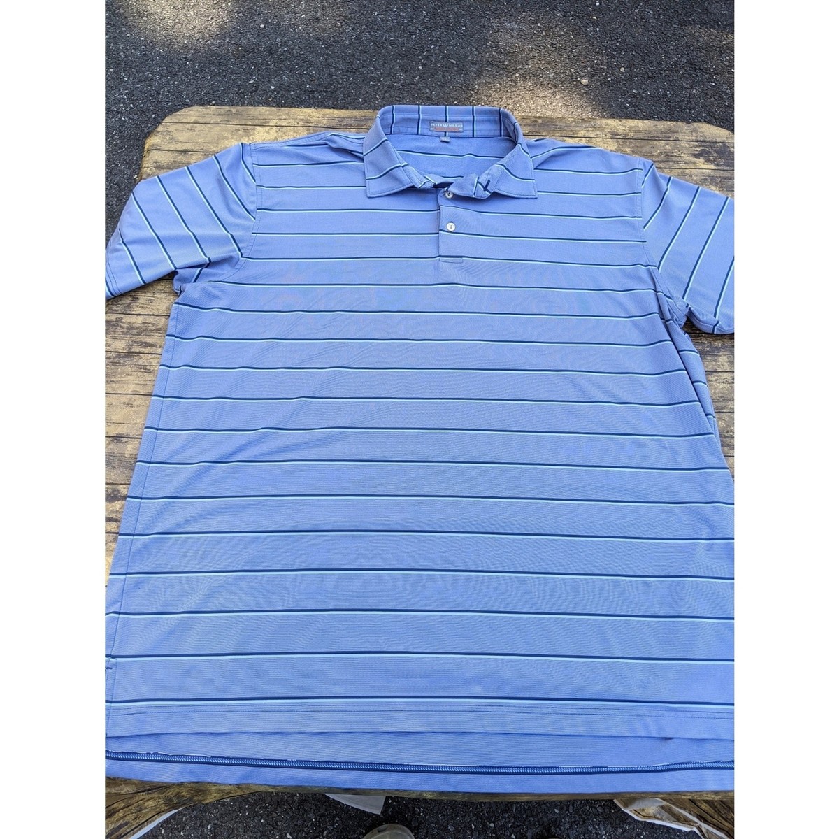 Peter Millar Summer Comfort No Logo Blue Striped Golf Polo Sz XXL