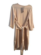 Boo Hoo Peach Size 16 dress NWT  Stretch Tie MIDI Bell Sleeve Sexy silhouette