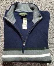 NWT EDDIE BAUER 1/4 Zip Sweater-Men's XL-Ribbed-Navy Blue
