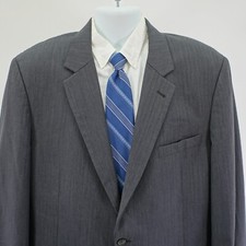 Jos A Bank Wool Blazer 44L Gray Herringbone 2 Button Tagged 46L