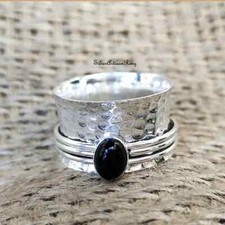 Black Onyx Ring, Spinner Ring, Handmade Ring, Gemstone Ring, 925 Silver All Size