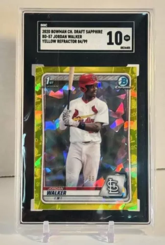 Jordan Walker 2020 Bowman Draft Sapphire Yellow Refractor/99 SGC 10 Gem Mint