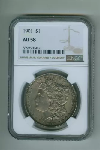U.S. 1901 MORGAN DOLLAR NGC AU-58 TONED SCARCE DATE