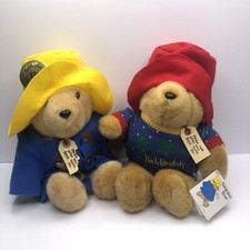 Vintage Paddington Bear Eden Toys Inc With Tags 1975-1988 Stuffed Plush Set of 2