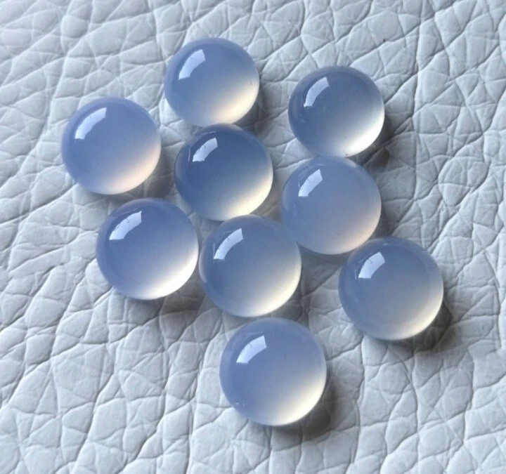 Cabujón de piedras preciosas sueltas de calcedonia azul natural forma redonda 4, 6, 8, 10 mm Foto 4 de 4