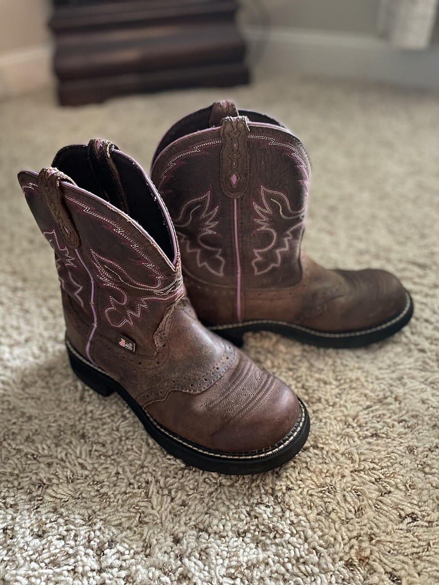 Justin Gypsy GEMMA Brown Leather Round Toe Western Boots Womens Size B - Main Image