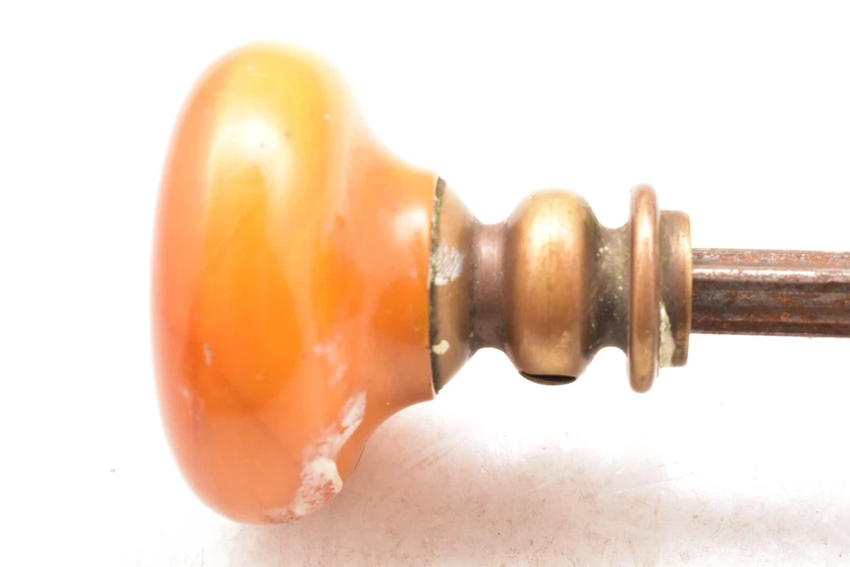 Juego de perillas de puerta de baquelita con husillo _ amarillo caramelo - alrededor de 1920 RARO de colección Foto 4 de 4