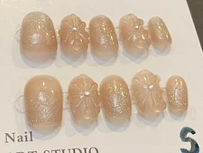 Icey flower surround-custom Nails Handmade press on nails-10 pcs-small
