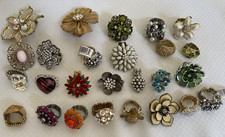 Fashion Stretch Back Rings Enamel Flowers Rhinestones Crystals Chunky Lot 25