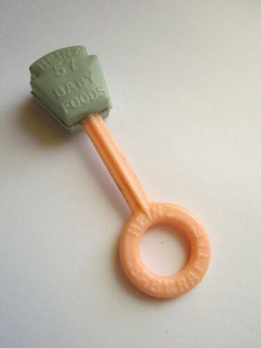 50's Plastic Mute Baby Rattle From Heinz 57  Great for Baby Doll Accessory - Picture 1 of 2