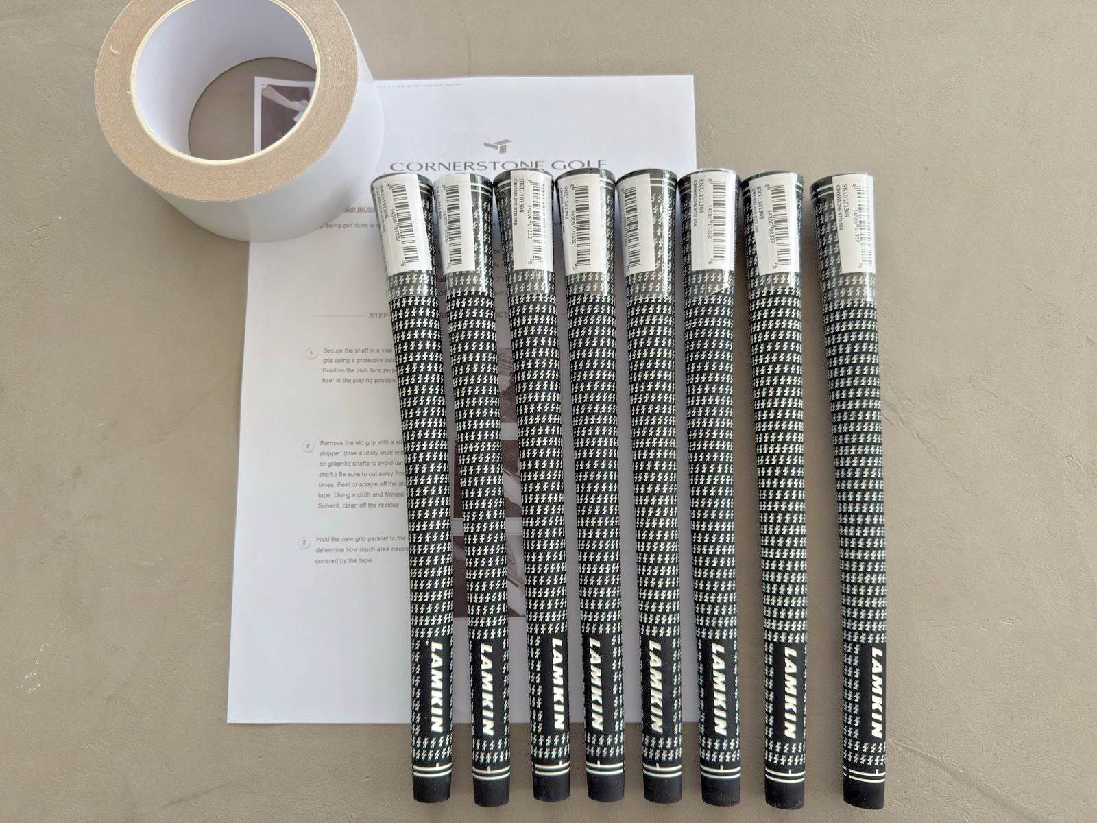 Lamkin Crossline Standard Golf Grips x 8 + Tour Grade Tape & instructions