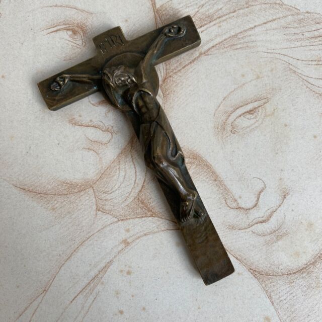 Croce Crocifisso Artista Christ Bronzo Anni 50 Religion Gesù Devozione Vintage