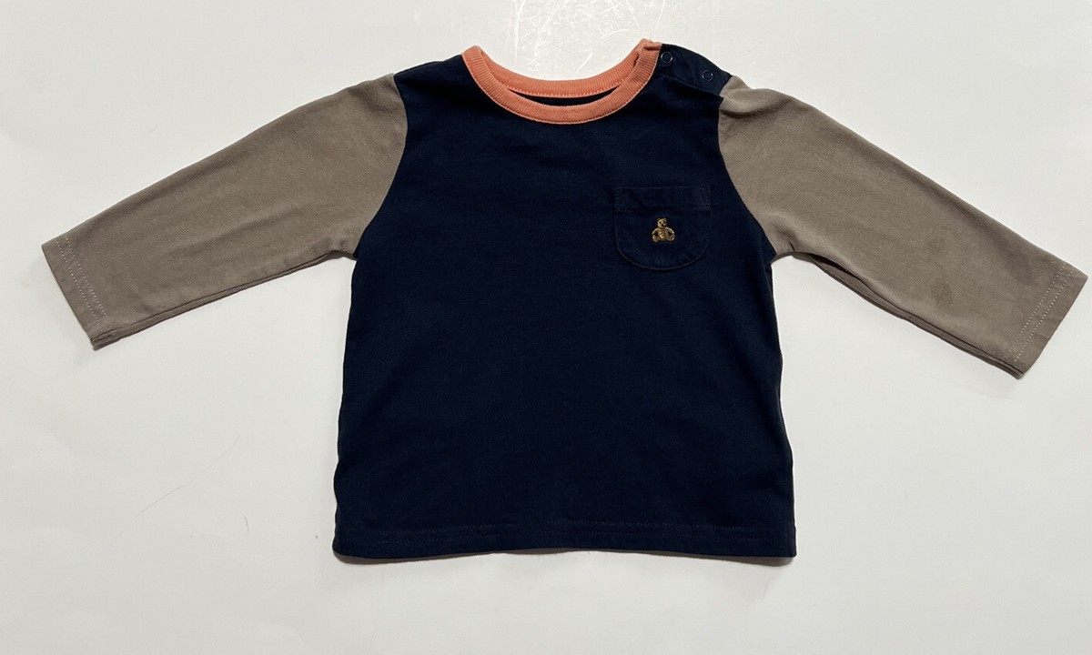 BABY GAP Size 6-12M Navy Blue Bear Pocket Shirt Top Boys | eBay