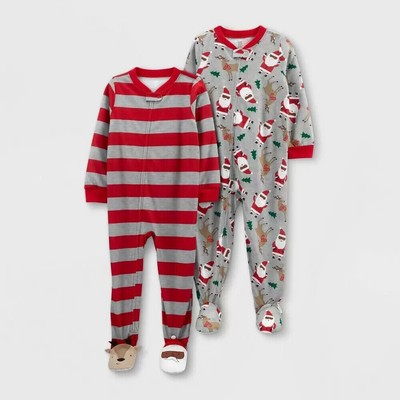 Toddler Boys' 2pk African American Santa Footed Pajama 4T Carter's Red/Gray