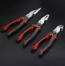 3Pcs Wire Stripper Crimper Cutter Diagonal Pliers Tool Combination Pliers Set