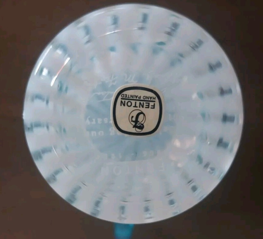 Fenton Art Glass Opal Aqua Swirl Optic 90TH Anniversary  By Bill & Frank Fenton