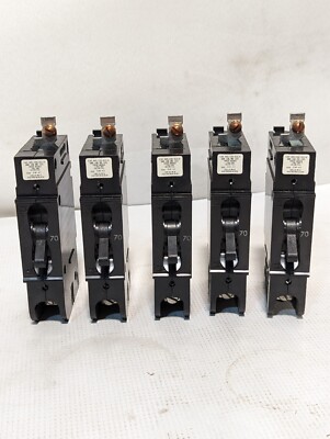 Lot of 5 Heinemann CD1-G3-U Circuit Breakers, 70A 1P 120/240VAC
