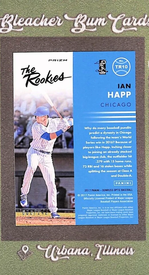 2017 Donruss Optic #TR10 Ian Happ The Rookie RC Blue Refractor SP #/149 - Image 2 of 3