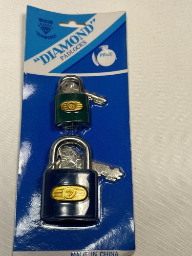 diamond padlocks 2 count with keys small vintage