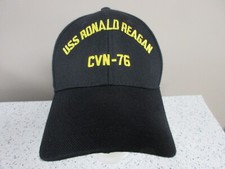 Vintage Navy USS Ronald Reagan CVN 76 Eagle Crest Made in USA All Black Hat