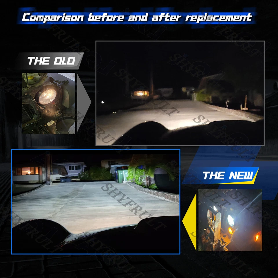 7" inch Round LED Projector Hi/Lo Beam Headlights Kit For Volkswagen Fox 89-1991 Foto 4 de 4