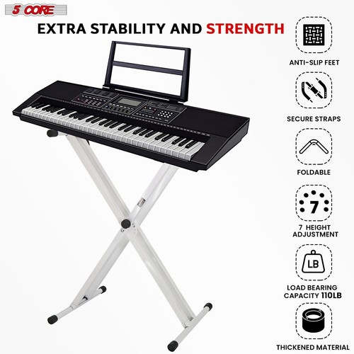 5 Core Keyboard Stand Dual X Shape Adjustable Foldable Key Board Pianos Stands - 第 5/8 張圖片