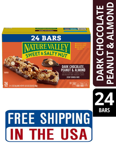 Barras de granola masticables Nature Valley, chocolate negro cacahuete almendra, 24 barras, 28,8 OZ