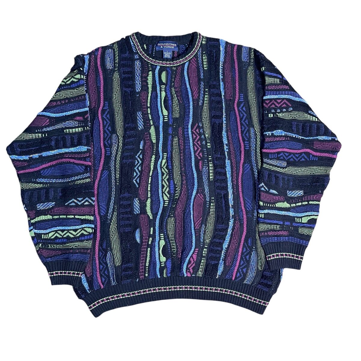 Vintage Coogi Style 3D Knit Sweater Size Large L Multicolor Vintage Coogi Style 3D Knit Sweater Size Large L Multicolor
