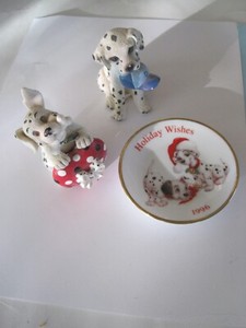 Disney Enesco Dalmatian Figurines W/ Hallmark Ornament Lot 3