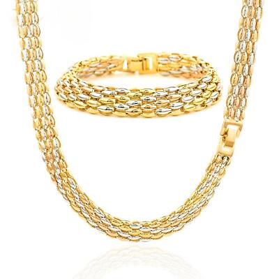 Damen Set Kette mit Armband vergoldet Gold Silber 750 Gold 18K
