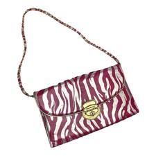 Vintage Paul’s Boutique Clutch Pink And Silver Zebra Print Gold Lining