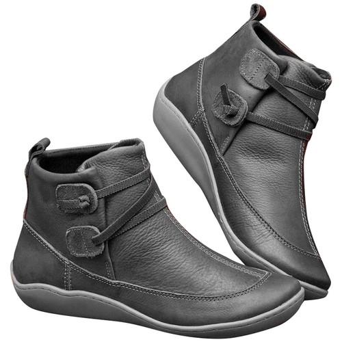 Women's Vintage Ankle Boots Arch Support Shoes For Women With Side Zipper Flat - Picture 4 of 23