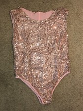 New Rose Gold Sequin Leotard Size Small Halloween Costume