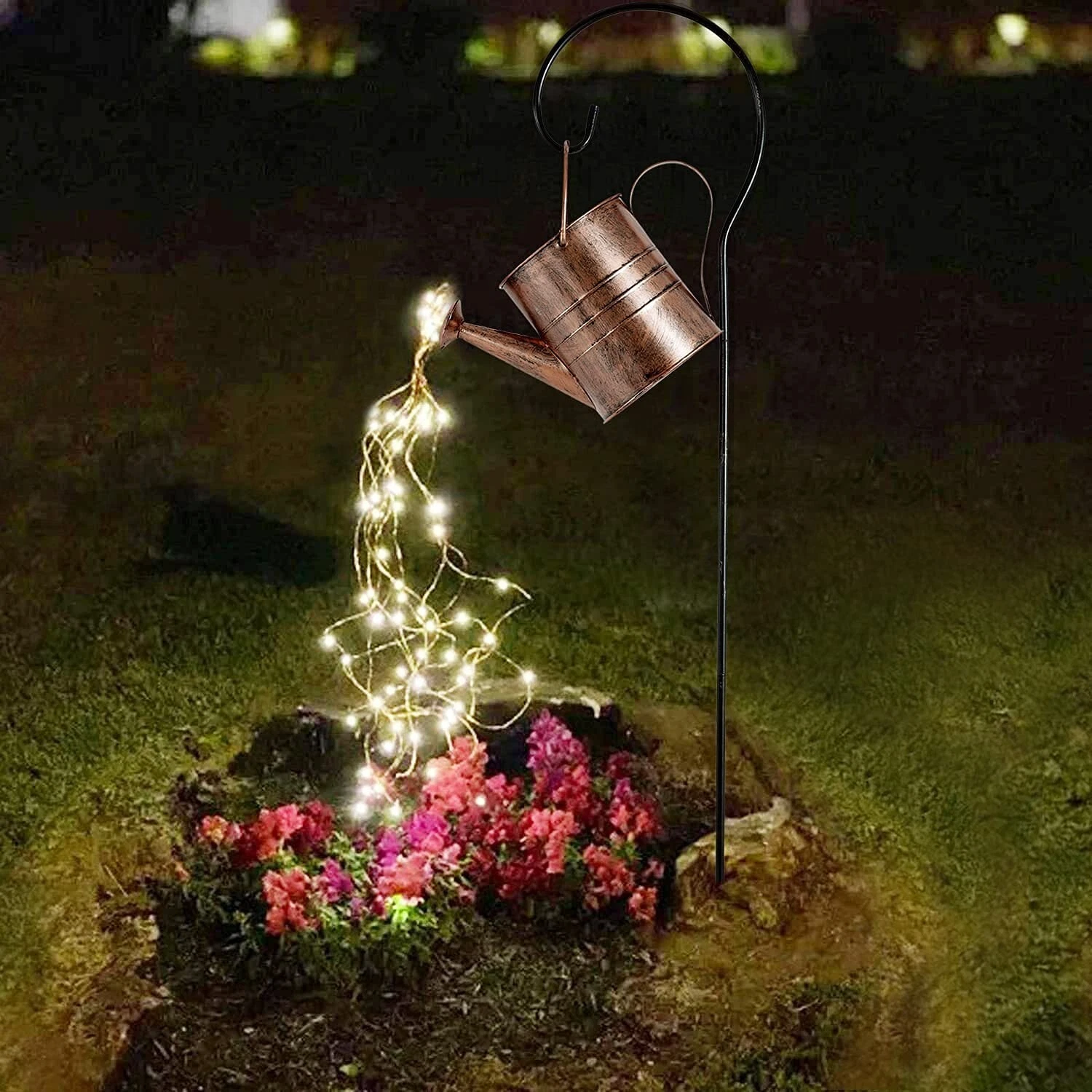 Garden Decor Solar Lights Outdoor Watering Can Decoration Hanging Lantern Wat...