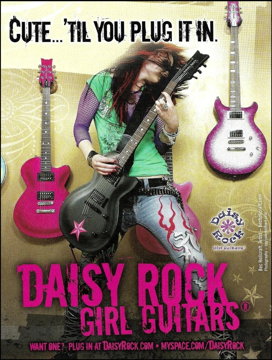 Daisy Rock Girl Guitars 2006 ad 8 x 11 pink black guitar