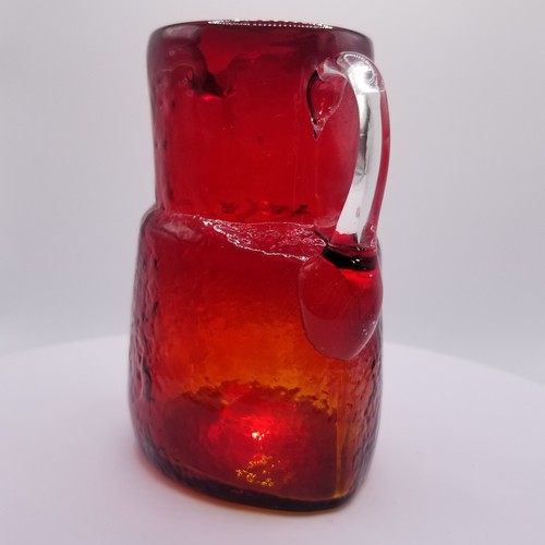Vintage Mid Century Amberina Blown Glass Pitcher Tangerine Orange Red Vase MCM - Picture 5 of 13