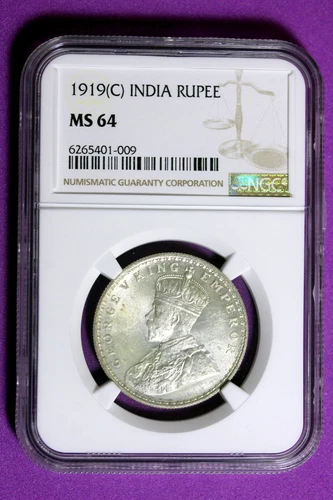 1919 (C) NGC MS64 British India Rupee #B30141