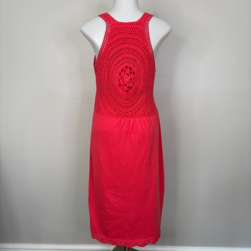 Dakini Dress Small Coral Pink Knit Crochet V-Neck Sleeveless Women's NWT - Picture 5 of 8