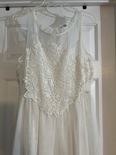 White short knee party dress top lace evening wedding wear Sz Lg any Occasion