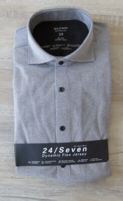 OLYMP 24/SEVEN No. SIX SUPER SLIM HEMD Gr. 37 39 schwarz gemustert *NEU* 79,95 