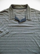 PERRY ELLIS Polo Shirt Size XL Brown Stripes Short sleeve Sport Summer Mens